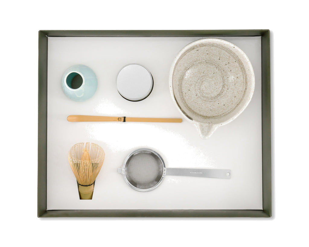 Matchakai Starter Kit contents laid out including matcha tin and utensils — UAE

